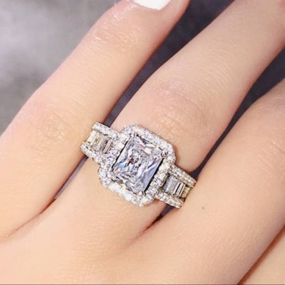 SOLD 18K White Gold Filled Sapphire Ring - Picture 4 of 4